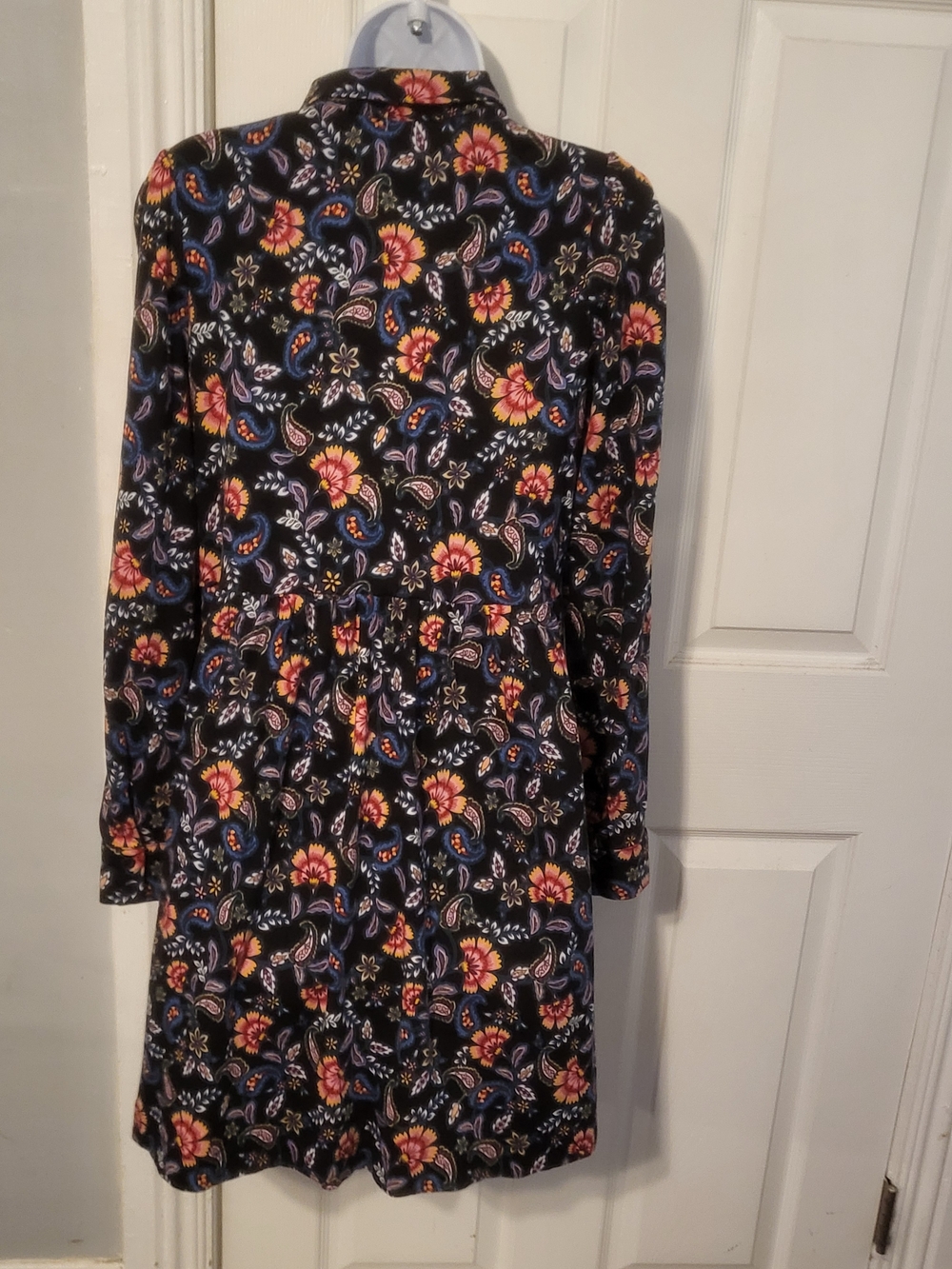 Boden Black Long-Sleeve Paisley Floral Shirt Dress - Picture 5 of 10